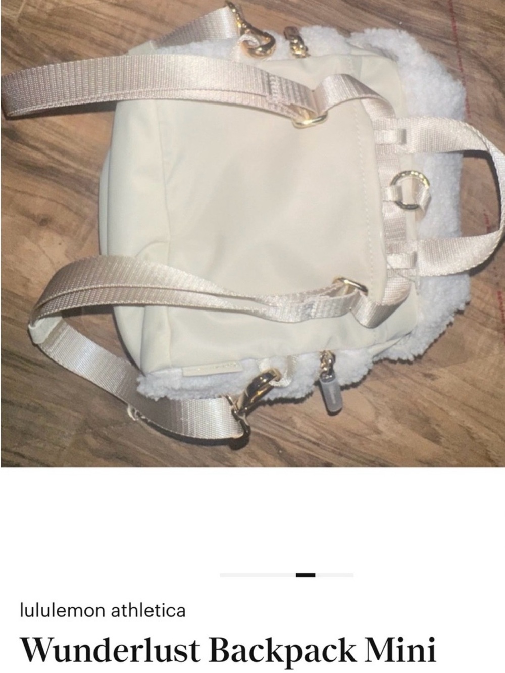NWOT lululemon athletica Cream Sherpa Trim Backpack - Picture 4 of 6